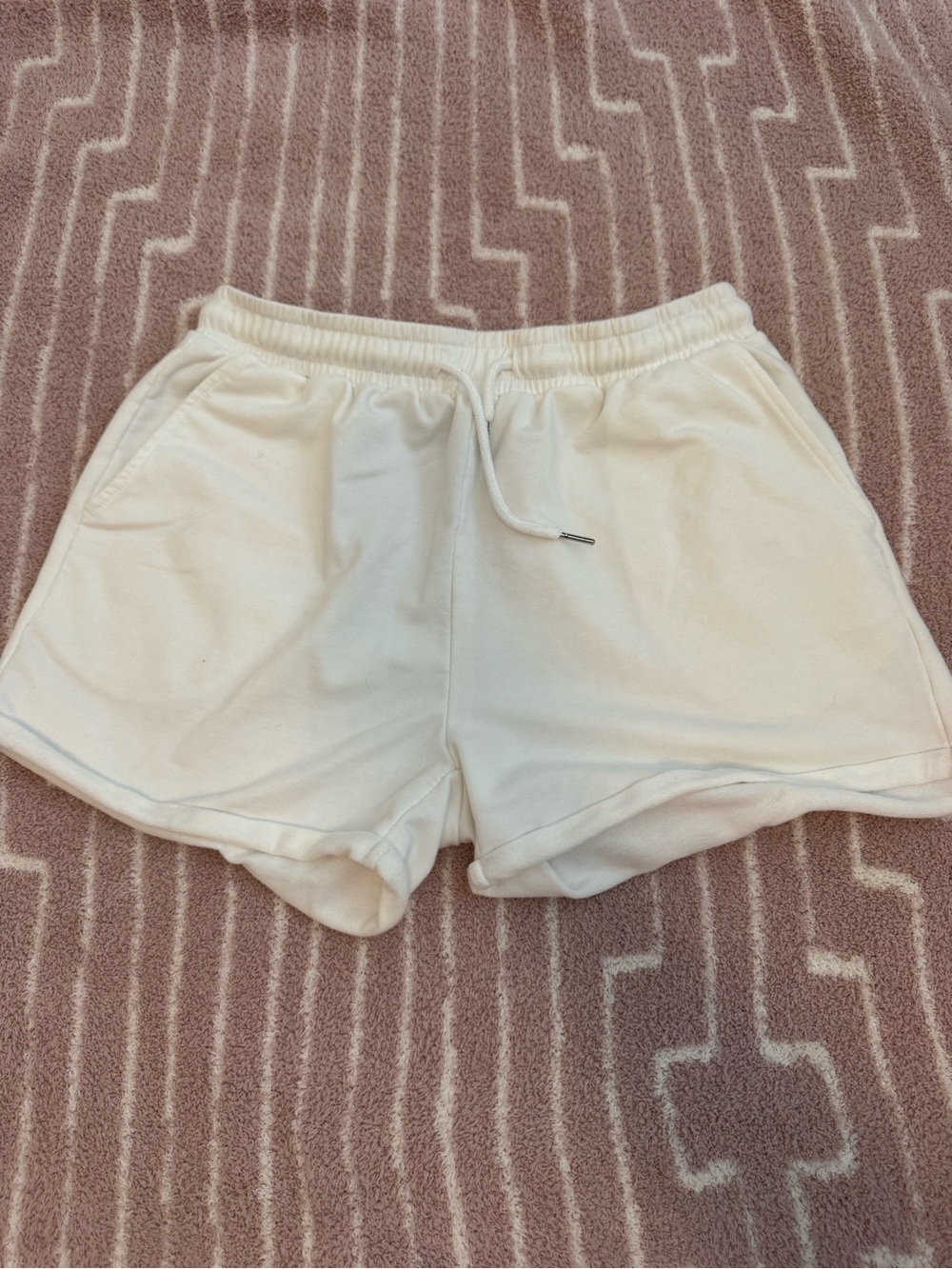 White High-Waisted Fleece Sweat Shorts Lounge Shorts